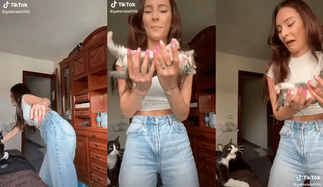 La chica se sorprendió al ver la reacción de su gata. Video: @gabbriela0108/TikTok
