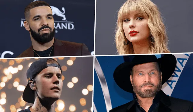 Drake, Taylor Swift, Justin Bieber y Garth Brooks son los máximos ganadores de los premios Billboard en la historia. Foto: composición/LR