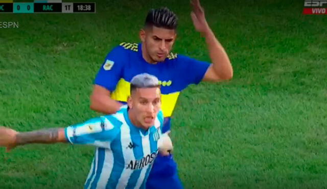 Carlos Zambrano vio la primera tarjeta amarilla del encuentro. Foto: captura/ESPN