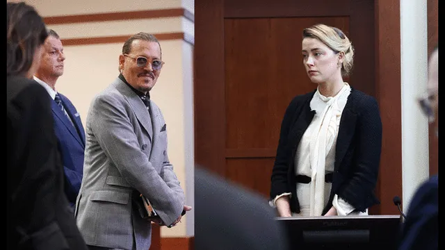Johnny Depp y Amber Heard en el juicio de difamación. Foto: composición/ AFP