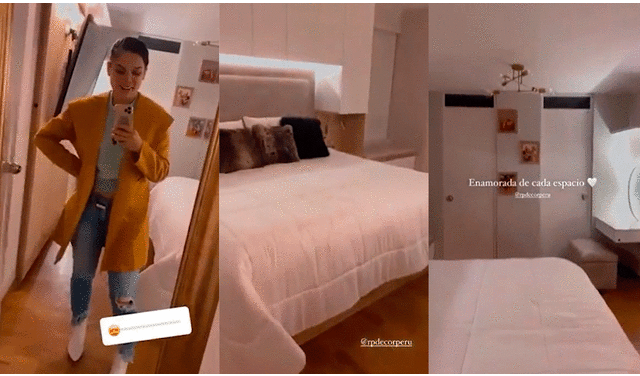 Andrea San Martín feliz por el nuevo diseño de su habitación. Foto: composición Andrea San Martín/Instagram