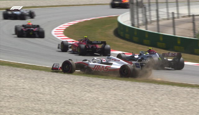 Así fue el choque de Magnussen con Hamilton. Foto: F1.