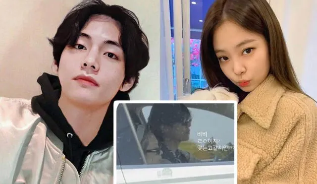 Taehyung y Jennie: no se ha confirmado la identidad de los pasajeros del vehículo. Composición Naver/Pann