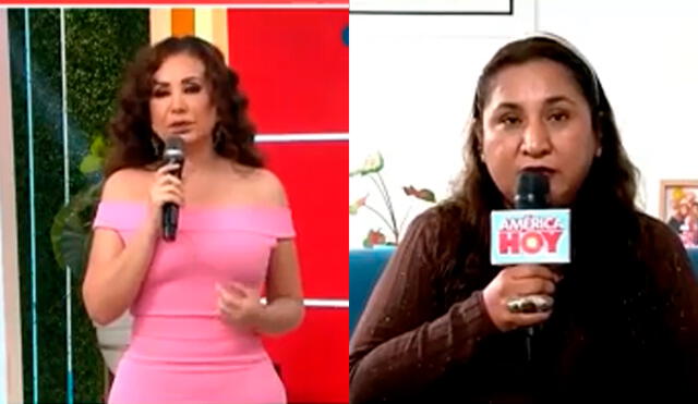Janet Barboza no esperó escuchar la sorprendente revelación de Celia Rodríguez, mamá de Melissa Paredes. Foto: captura América TV.