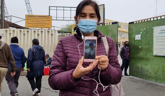 Hermana del paciente, quien está internado en Lima desde el 6 de mayo. Foto: Mary Luz Aranda/URPI-LR