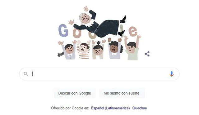 Festejada. "La abuelita de los niños", Juana Alarco de Dammert es alzada por todo lo alto. Foto: captura de Google