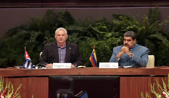 El presidente de Cuba, Miguel Diaz-Canel (i), y de Venezuela, Nicolas Maduro, participan en la XXI Cumbre de la Alianza Bolivariana de los Pueblos de Nuestra América (ALBA) en La Habana. Foto y Video: EFE