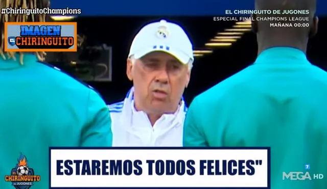 Carlo Ancelotti durante la práctica de este viernes 27. Foto: captura El Chiringuito TV.