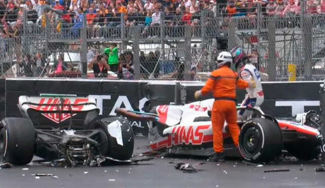 Mick Schumacher tuvo que abandonar la carrera por este brutal accidente. Foto: captura de ESPN
