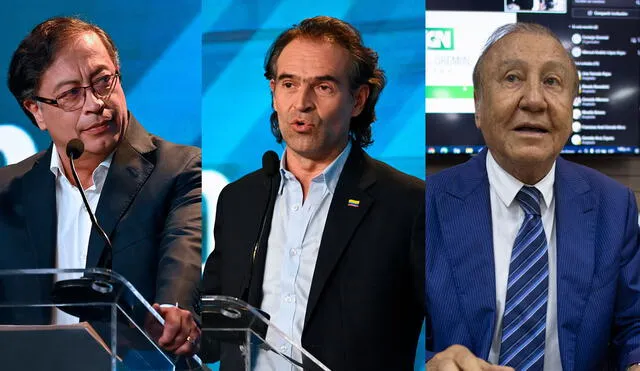 Gustavo Petro, 'Fico' Gutierrez y Rodolfo Hernández son los candidatos con más chances de pasar a segunda vuelta, según las encuestas. Foto: composición / AFP