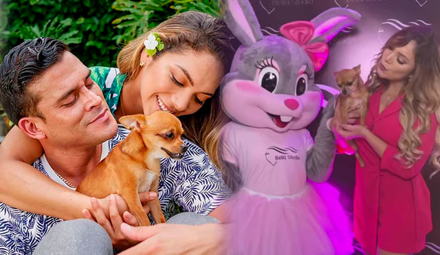 Isabel Acevedo posó junto a su perrito Hércules en el aniversario de su salón de belleza. Foto: composición LR/Instagram