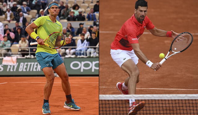 Rafael Nadal y Novak Djokovic en 58 ocasiones y el serbio domina esta rivalidad con 30 victorias contra 28 del español. Foto: composición de AFP