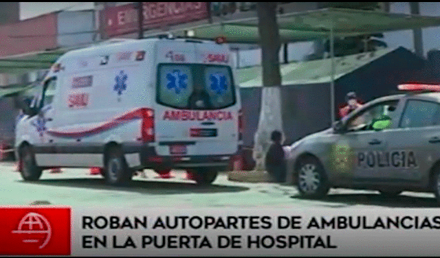 Las unidades permanecían estacionadas al frente del hospital, en la avenida República de Panamá, en Miraflores. Foto: captura de América TV