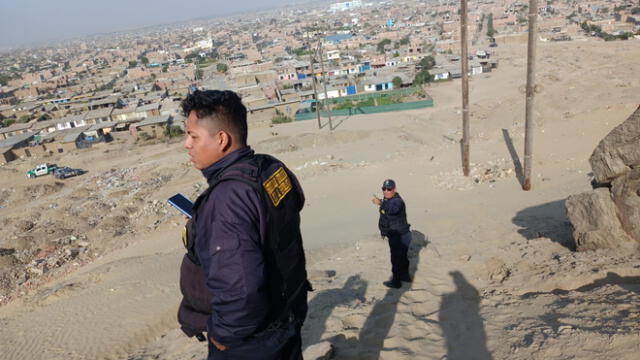 Cuerpo fue hallado en las faldas del cerro Las Cabras. Foto: Seguridad Ciudadana La Esperanza