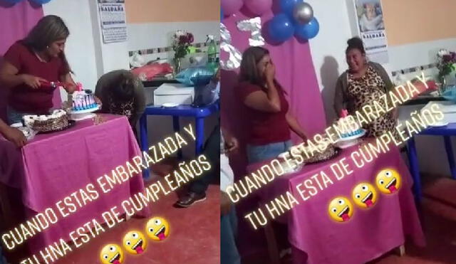 La cumpleañera se llevó un gran susto cuando creyó que su hermana estaba teniendo una ruptura de fuente. Foto: captura de TikTok