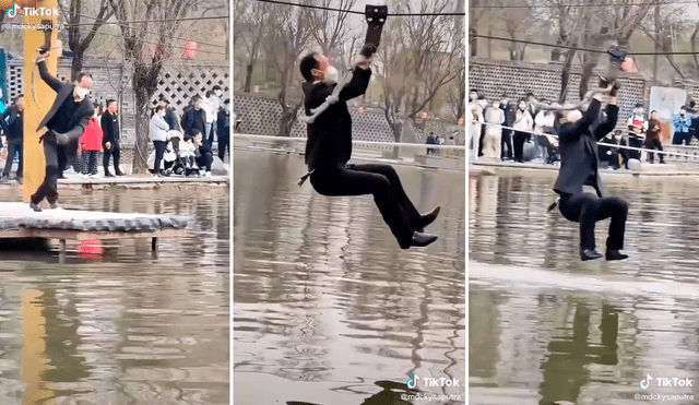 El hombre pensaba que era un ejercicio fácil, sin imaginar que sus planes no saldrían como lo esperaba. Foto: captura de TikTok