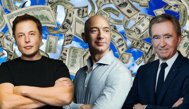 Elon Musk, Jeff Bezos y Bernard Arnault, tres de los hombres más ricos del mundo. Foto: composición La República