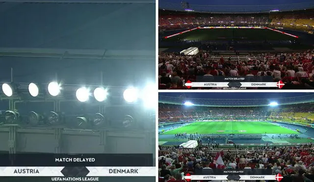 La luz volvió al estadio en Viena. Foto: composición/ESPN.