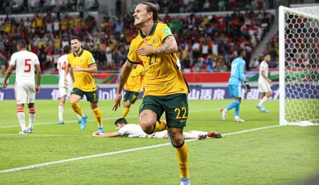 Irvine anotó el primer gol de Australia vs. Emiratos Árabes. Foto: Selección de Australia