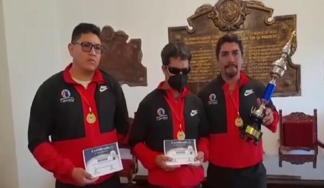 Delegación cajamarquina de personas con discapacidad visual ganó el primer lugar en el campeonato nacional de fútbol 5 adaptado para ciegos. Foto: Cajamarca Reporteros