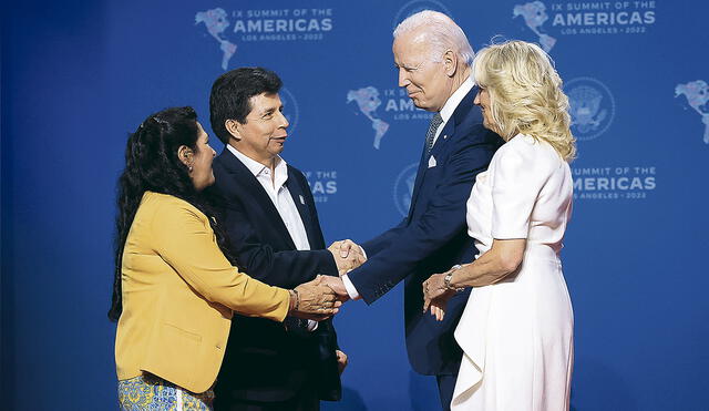 Encuentro. Pedro Castillo y la primera dama fueron recibidos por Joe Biden y su esposa en la inauguración de la IX Cumbre. Evento durará hasta el 10 de junio. Foto: Jhonel Rodríguez