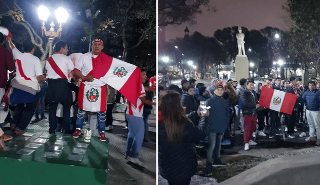 La hinchada peruana en Argentina, congregada en Buenos Aires en la víspera del Mundial de Rusia 2018. Foto: cortesía de Edgardo Teodoro Pinto Oliva