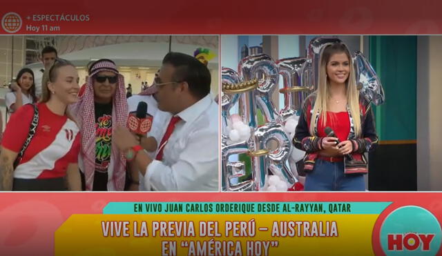 Fanática rusa de la selección peruana se encuentra en Qatar por el partido de repechaje. Fue comparada con Brunella Horna. Foto: América TV..