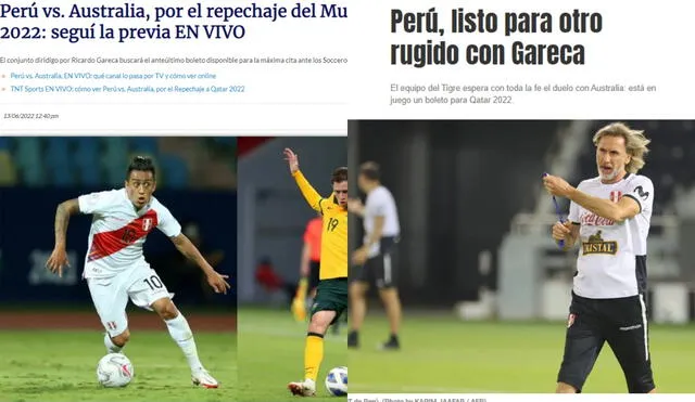 Medios extranjeros se mantienen pendientes de lo que suceda en el partido entre Perú vs. Australia. Foto: composición LR/capturas