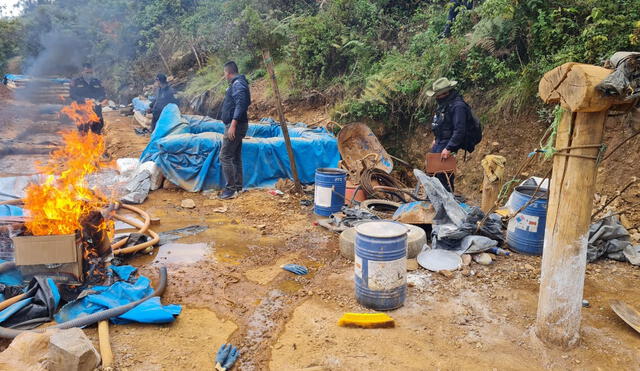Bandas de sicarios protegen las actividades de minería ilegal en la sierra liberteña. Foto: cortesía