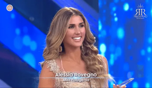 Alessia Rovegno recibió el premio a 'Miss Fotogenia' en la final del Miss Perú 2022. Foto: América TV