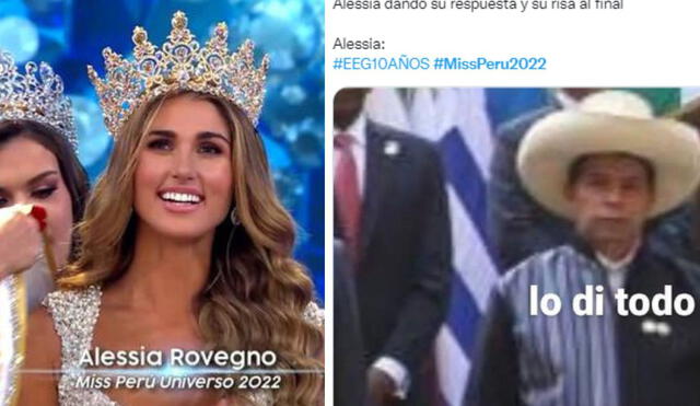 Usuarios se muestran en contra de triunfo de Alessia Rovegno en el Miss Perú 2022. Foto: Composición/Twitter