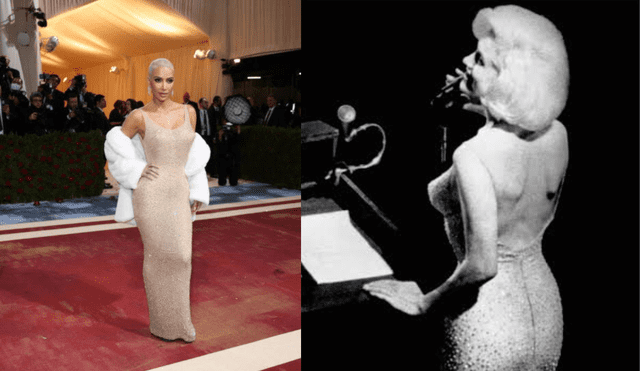 Kim Kardashian utiliza el mismo vestido de Marilyn Monroe. Foto: Agencia EFE