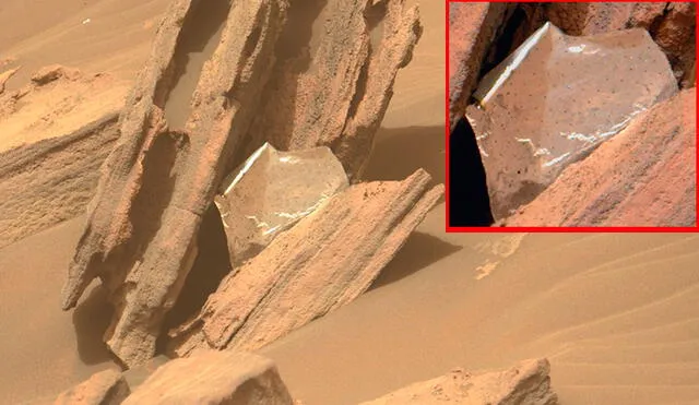 Papel aluminio encontrado por el Perseverance en Marte. Foto: NASA