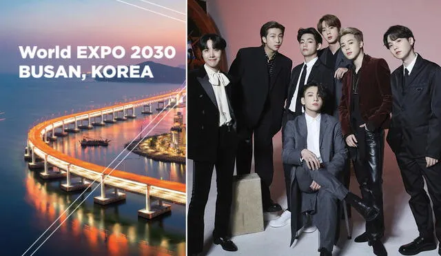 Dos integrantes de BTS han nacido en Busan, ciudad que compite para ser sede de la EXPO 2030. Foto: composición Busan City/BIGHIT