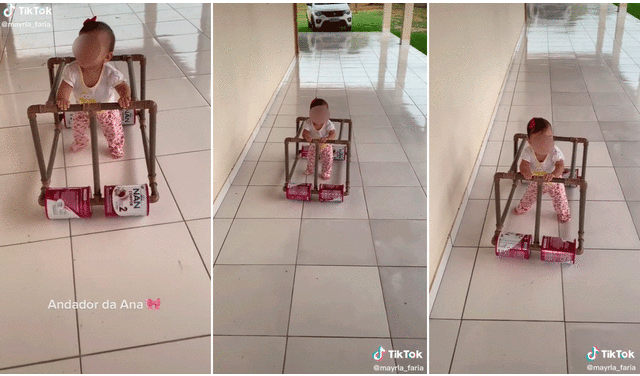 Usuarios decidieron copiar la idea y construir sus andaderos caseros para sus bebés. Foto: captura de TikTok