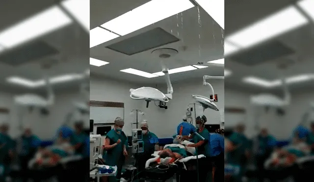 Médicos tuvieron que operar bajo una repentina lluvia en el hospital Castro Rendon de Neuquén. (Foto: Captura video)