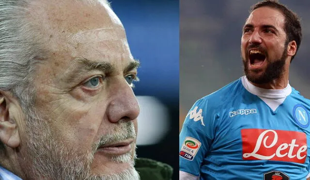 El 'Pipita' y Aurelio De Laurentiis tuvieron un cruce de palabras cuando el argentino era delantero del Napoli. Foto: composición/EFE