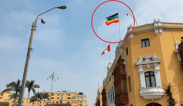 Así luce la bandera del Tahuantinsuyo en la Municipalidad de Lima. Foto: URPI-LR