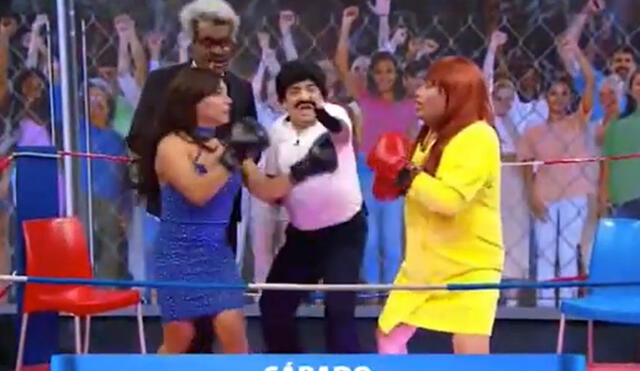 Jorge Benavides aprovechó el duelo entre Jazmín y Magaly para armar una divertida parodia. Foto: captura de ATV