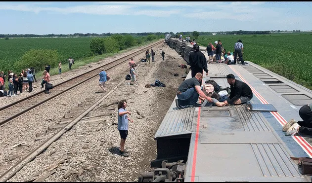 El descarrilamiento se produce un día después de que otro tren operado por Amtrak chocara con un vehículo de pasajeros en un cruce de ferrocarril en California, dejando un saldo de tres muertos. Foto: NBC