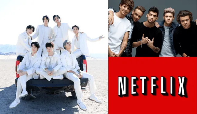 La plataforma de Netflix menciona a BTS y One Direction en un post. Foto: composición/Twitter