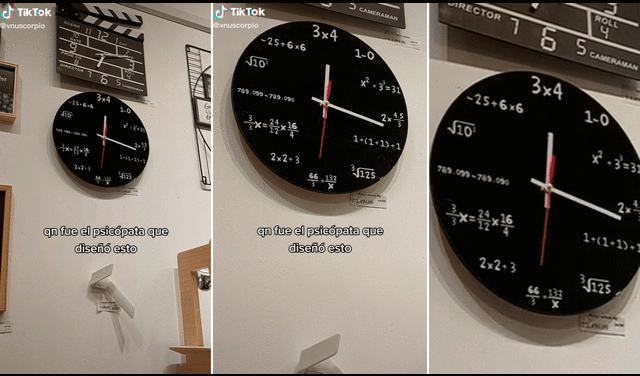 El reloj estaba lleno de multiplicaciones, fórmulas con raíces, potencias, fracciones y todo lo relacionado a la materia. Foto: @vnuscopio/TikTok