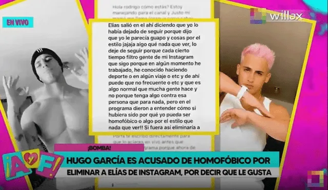 Hugo García niega ser homofóbico y aclara su relación con Elías Montalvo. captura de Willax TV