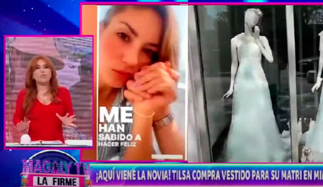 Magaly Medina habló del vestido de Tilsa Lozano en su programa del 29 de junio. Foto: captura de ATV