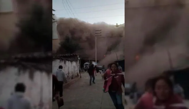 Derrumbe en el distrito de Chavín de Huántar, en la provincia de Huari, alarma a la población. Foto: Twitter @MaghaliEstrada