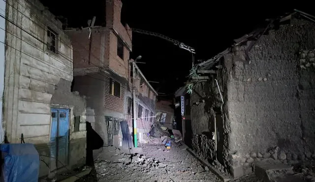 Viviendas afectadas por deslizamientos en Chavín de Huántar. Foto: Ministerio de Defensa