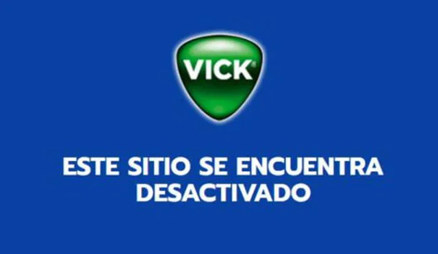 El sitio web que promocionaba la campaña de Vick fue deshabilitado. Foto: captura de sitio web Vick Perú