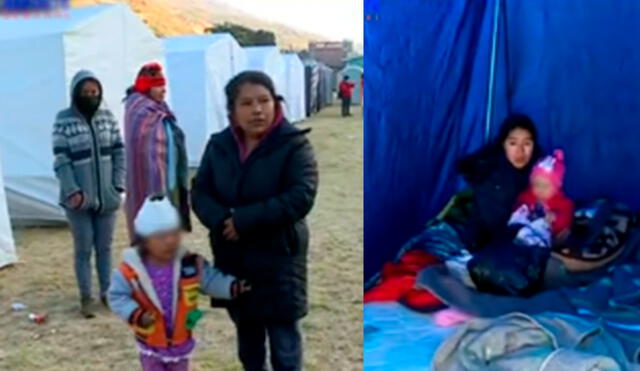 Piden reubicar a madres y niños a lugares donde no pasen tanto frío. Foto: composición LR/captura de video Latina
