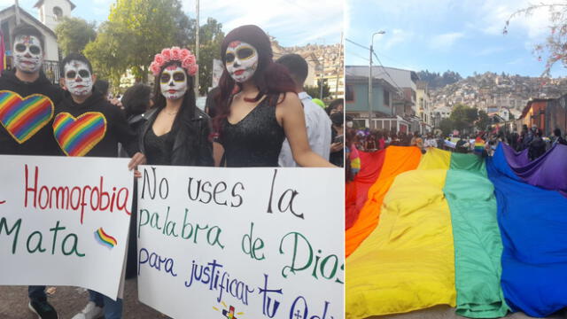 La marcha también estuvo acompañada con danzas y cánticos; y custodiada por la Policía. Foto: Luís Álvarez/ La República