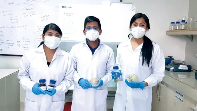 En laboratorio. Equipo de investigadores de Universidad San Pablo explican cómo se reduce toxicidad de agua residual. Foto: La República